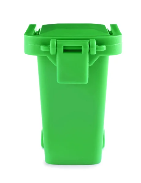 Mini Green Recycling Bin Isolated White — Stock Photo, Image