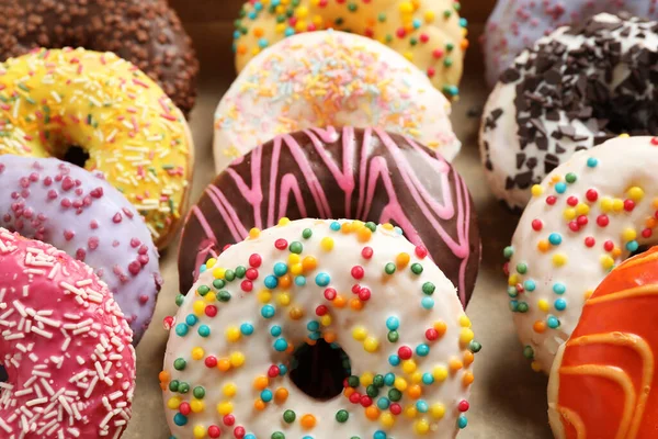 Yummy Glazed Donuts Sprinkles Closeup View Stock Image