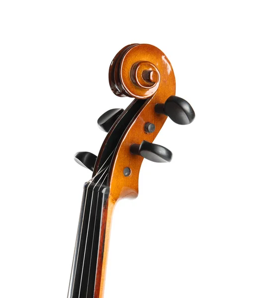 Красива Класична Скрипка Ізольована Білому Крупним Планом Музичний Інструмент — стокове фото