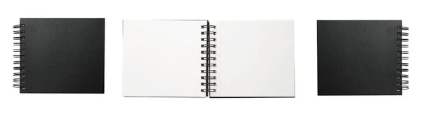 Egy Halom Jegyzetfüzet Fehér Háttérrel Felülnézetben Bannertervezés — Stock Fotó