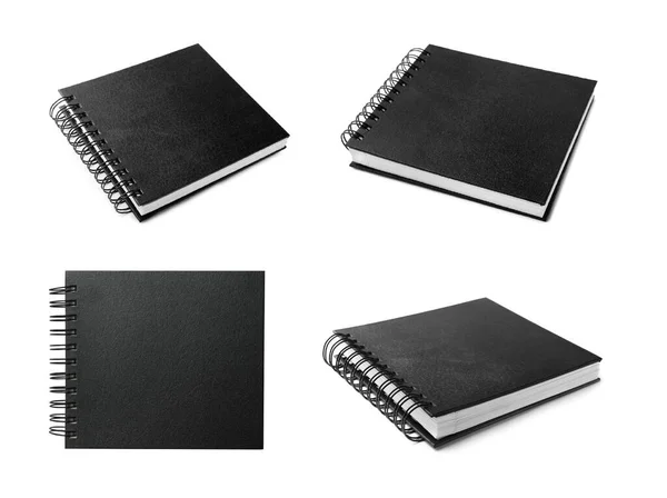 白い背景に黒いノートのセット — ストック写真