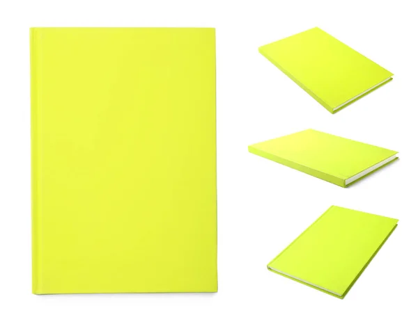 Set Von Gelben Notizbüchern Auf Weißem Hintergrund — Stockfoto