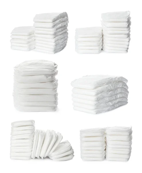 Set Baby Diapers White Background — Stock Photo, Image