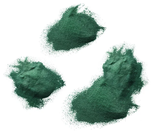 Set Spirulina Algae Powder White Background Top View — Stock Photo, Image