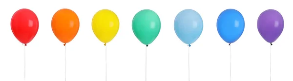 Set Globos Diferentes Colores Sobre Fondo Blanco Diseño Banner —  Fotos de Stock