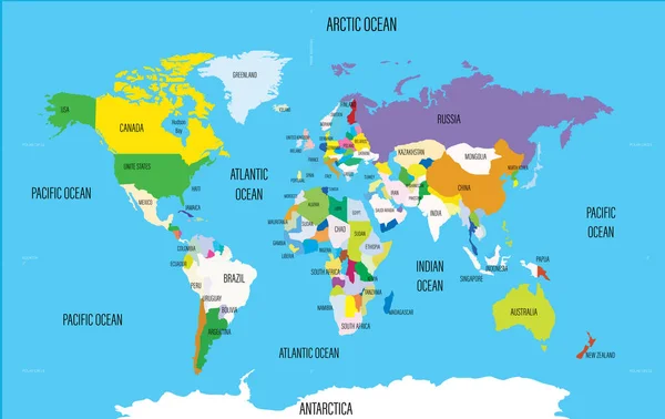 Карта Світу Назвами Країн Океанів Концепція Туристичного Агентства — стокове фото