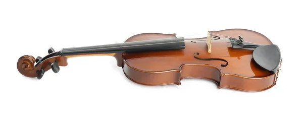 Vacker Klassisk Violin Isolerad Vitt Musikinstrument — Stockfoto