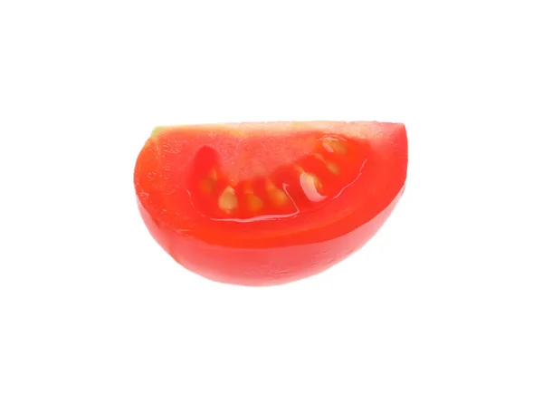 Pedaço Tomate Cereja Maduro Isolado Branco — Fotografia de Stock