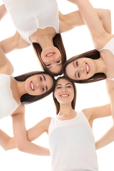 Hermosas Señoritas Abrazándose Vista Fondo Día Mujer — Foto de Stock