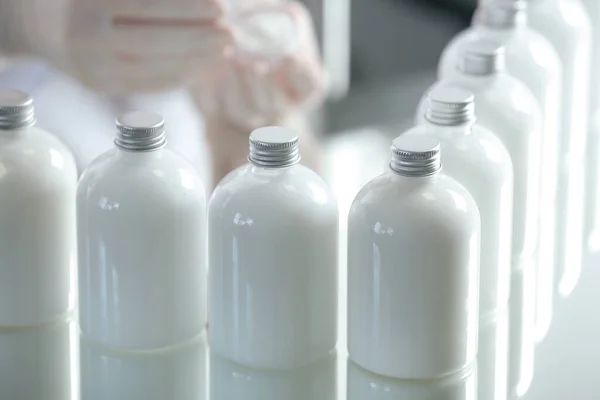Many Bottles Cosmetic Product Laboratory — Stock Photo, Image