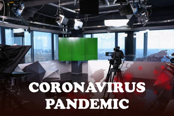 Сучасна Студія Відеозапису Коронавірус Пандемія Останні Оновлення — стокове фото