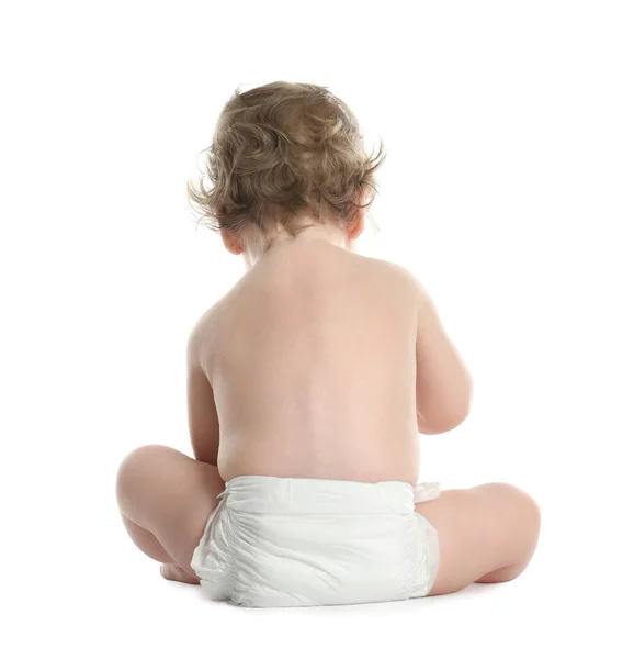 Cute Little Baby Diaper White Background — Stock Photo, Image