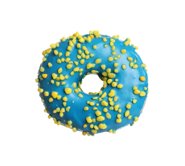 Doce Delicioso Donut Envidraçado Fundo Branco — Fotografia de Stock