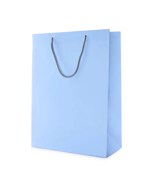 Синий Бумажный Пакет Покупок Изолирован Белом — стоковое фото