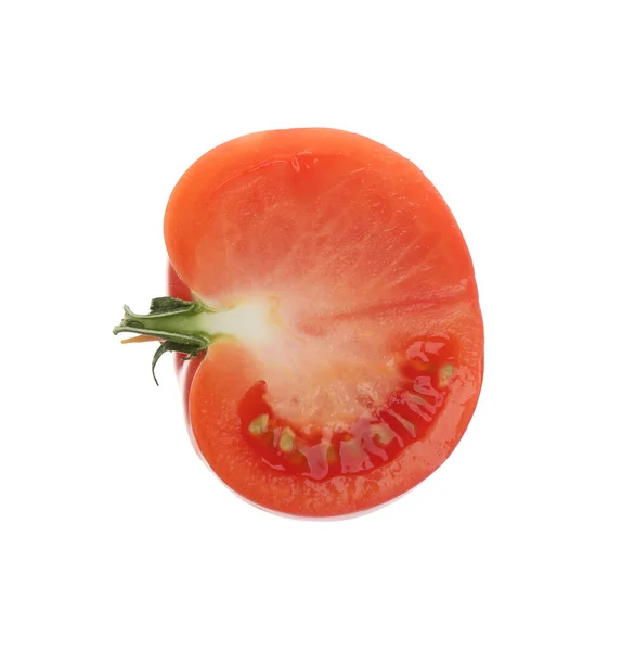 Die Hälfte Der Frischen Tomaten Isoliert Auf Weiß Ansicht Von — Stockfoto