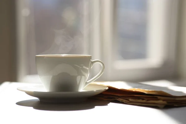 맛있는 커피와 테이블의 텍스트를 — 스톡 사진