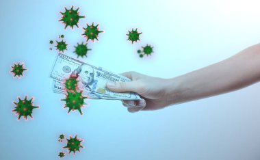 Coronavirus salgını sırasında paraya dikkat edin. Paralı kadın, yakın plan.