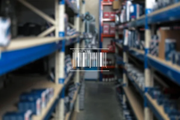 Barcode Blurred View Modern Wholesale Shop — Stock Photo, Image