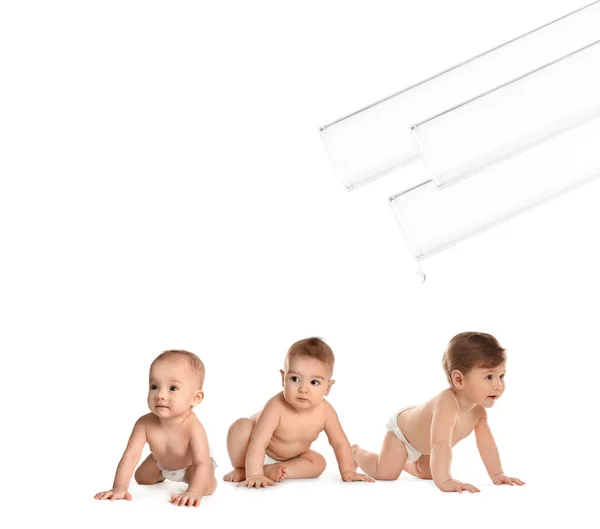 Bebés Pequeños Tubos Ensayo Sobre Fondo Blanco — Foto de Stock