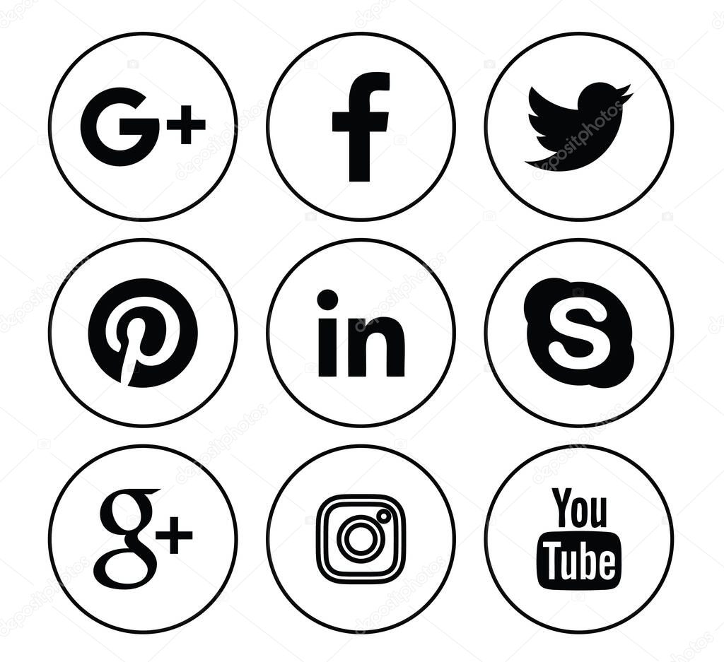 MYKOLAIV, UKRAINE - APRIL 5, 2020: Collection of different social media apps icons, black and white