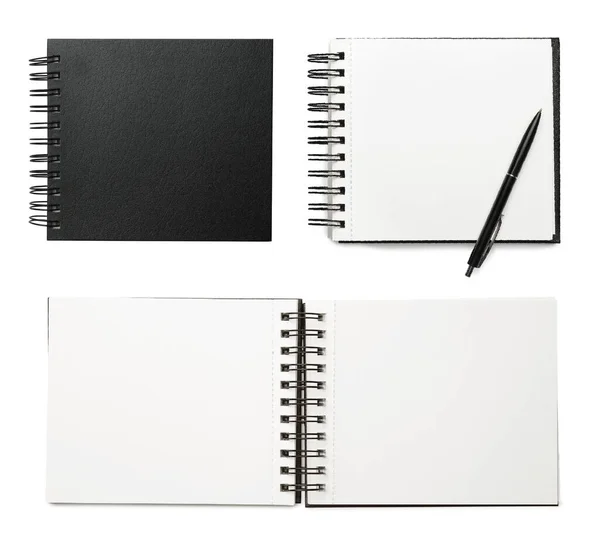 Conjunto Cadernos Sobre Fundo Branco Vista Superior — Fotografia de Stock
