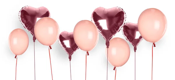 Zestaw Różowych Balonów Białym Tle Projekt Banera — Zdjęcie stockowe