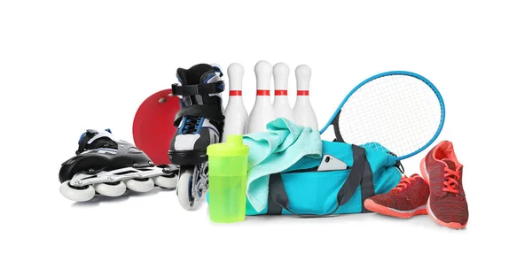 Set Different Sport Equipment White Background — Stock Photo, Image