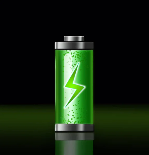 Batterijoplaadpictogram Zwarte Achtergrond Illustratie — Stockfoto