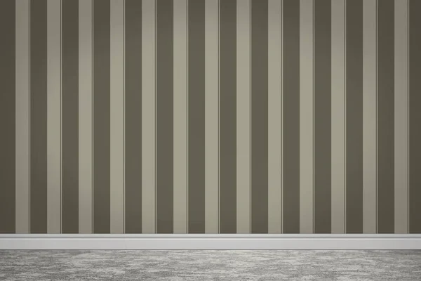 房间里的条纹墙纸和灰色地板 — 图库照片