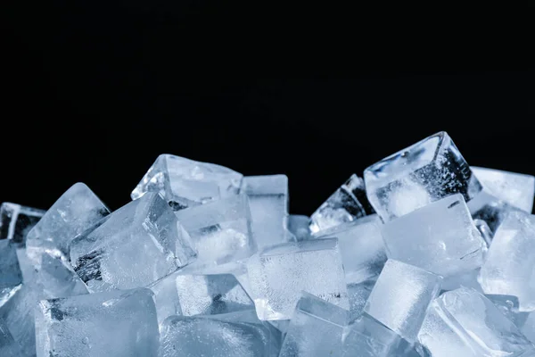 Cubes Glace Sur Fond Noir Vue Rapprochée — Photo