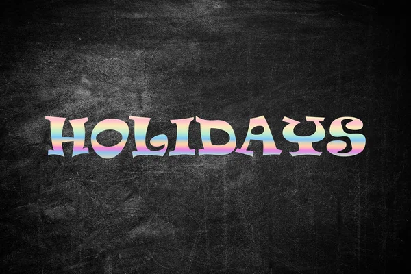 Word Holidays Zwarte Achtergrond School Uit — Stockfoto