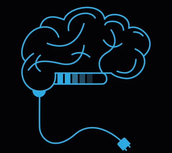 Ілюстрація Людського Мозку Підключенням Чорному Тлі — стокове фото
