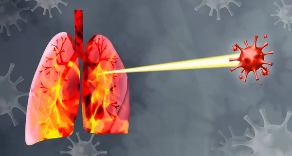 Virus Affecting Lungs Grey Background Illustration — Stock Photo, Image