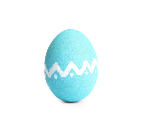 Niebieskie Jajko Białym Wzorem Symbol Wielkanocny — Zdjęcie stockowe