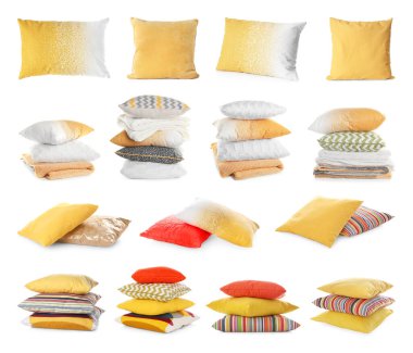 Beyaz arkaplanda farklı yastıklar