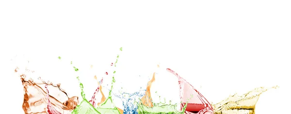 白い背景に異なるジュースのスプラッシュ バナーデザイン — ストック写真