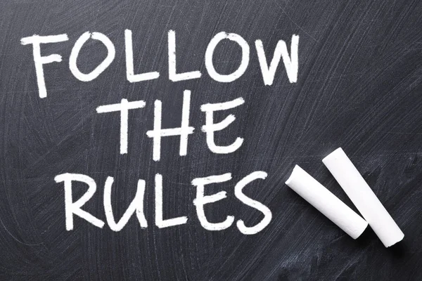 Chalk Text Follow Rules Blackboard — Stock Photo, Image