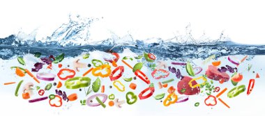 Suyun içinde bir sürü farklı malzeme var. Pankart tasarımı