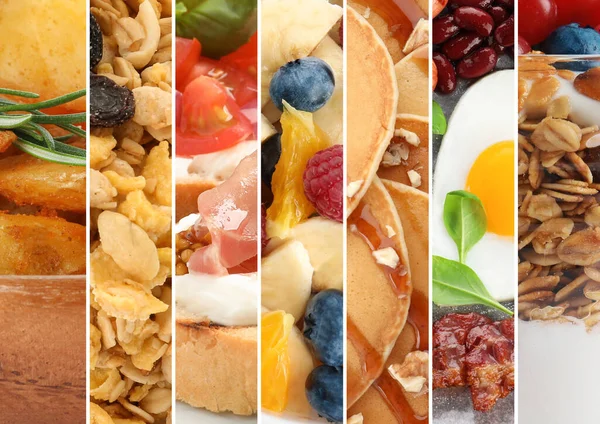 Collage Différents Aliments Délicieux Gros Plan — Photo