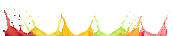 Set Splashes Different Juices White Background Banner Design — Stock Photo, Image