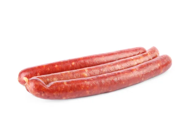 Leckere Würstchen Auf Weißem Hintergrund Fleischprodukt — Stockfoto