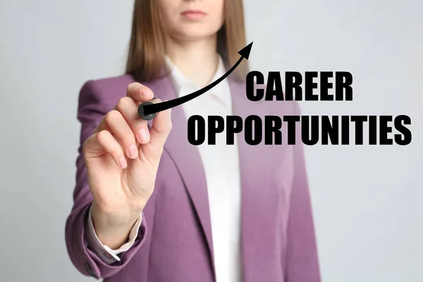 Career Opportunities Concept Woman Marker Closeup — Stock Photo, Image