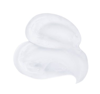 Işık arka planında şeffaf kozmetik jel örneği, üst görünüm