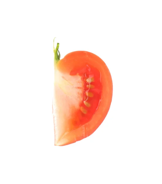 Fatia Tomate Fresco Isolado Branco — Fotografia de Stock