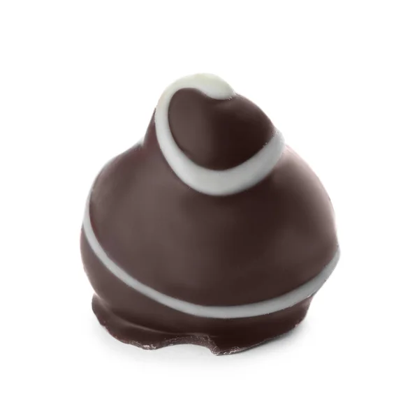 Lahodné Tmavé Čokoládové Bonbóny Izolované Bílém — Stock fotografie