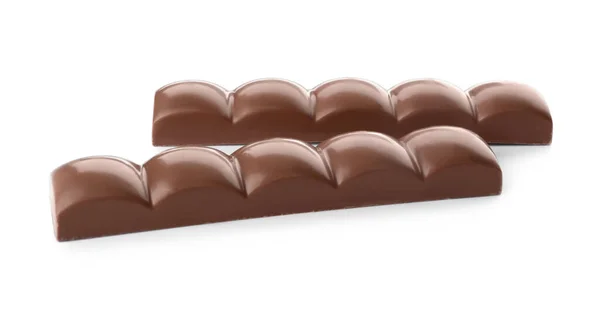 Mini Barras Chocolate Leite Isoladas Branco — Fotografia de Stock