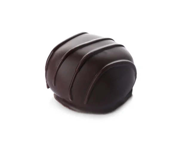 Deliziosa Caramella Cioccolato Fondente Isolata Bianco — Foto Stock