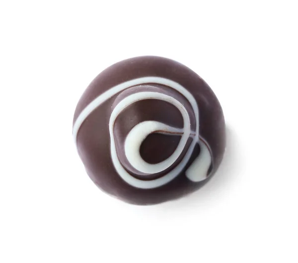 Deliciosos Doces Chocolate Escuro Isolados Branco — Fotografia de Stock