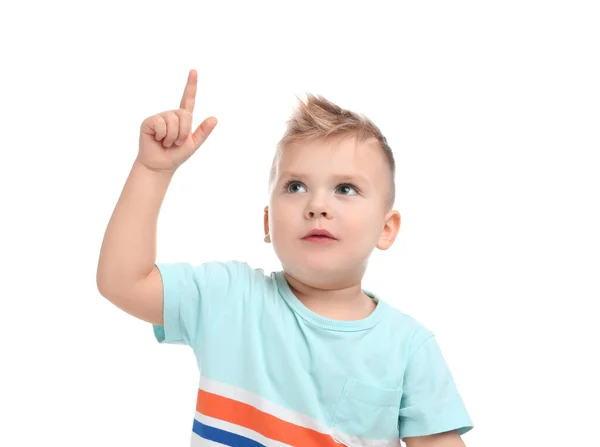 Lindo Niño Posando Sobre Fondo Blanco —  Fotos de Stock