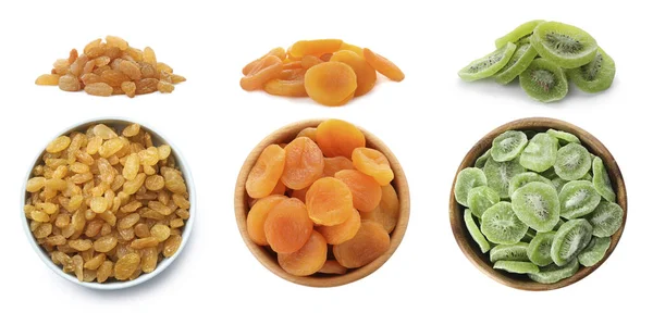 Set Different Dry Fruits White Background — Stock Photo, Image